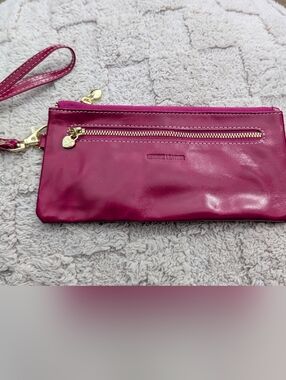 Women's Pink Fuschia Leather Wallet Wristlet Firenze